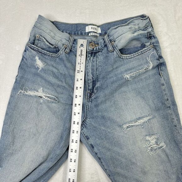 Pistola Jeans Womens 30 Light Fade Distressed Destroyed Worn Straight Stretch - Picture 7 of 11